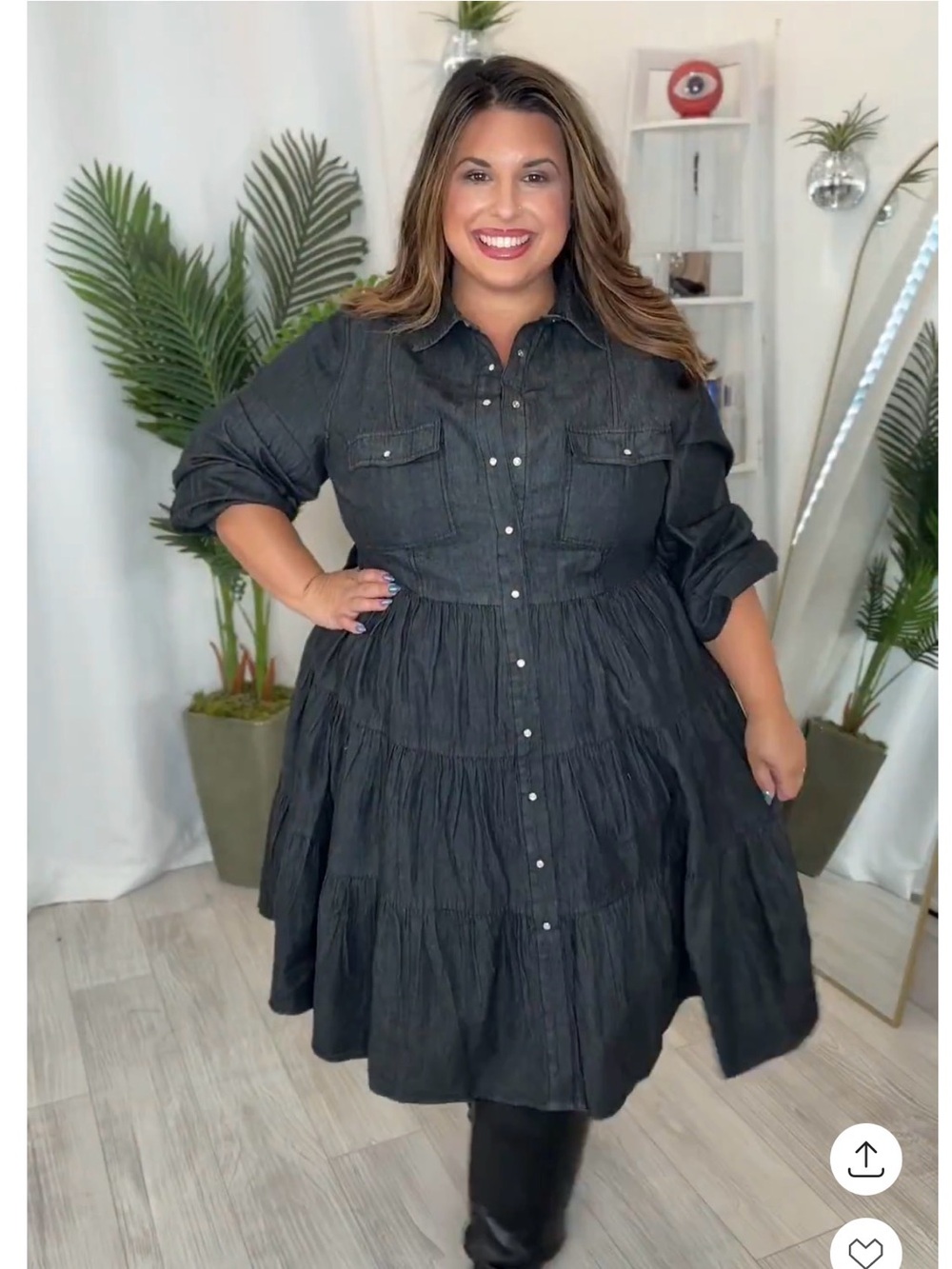 Plus Chambray Denim Shirt Dress